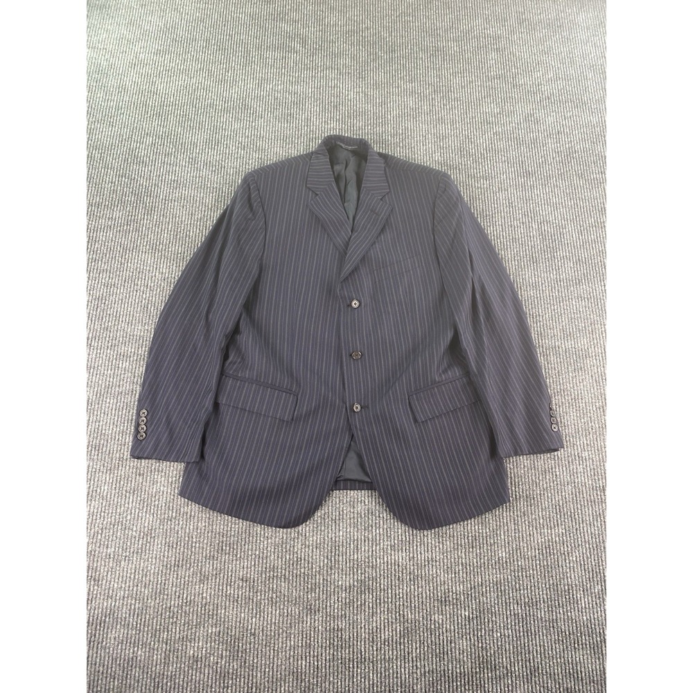 Polo Ralph Lauren Suit Jacket 44 R Blue Wool Striped Premium Luxury Italy Sport